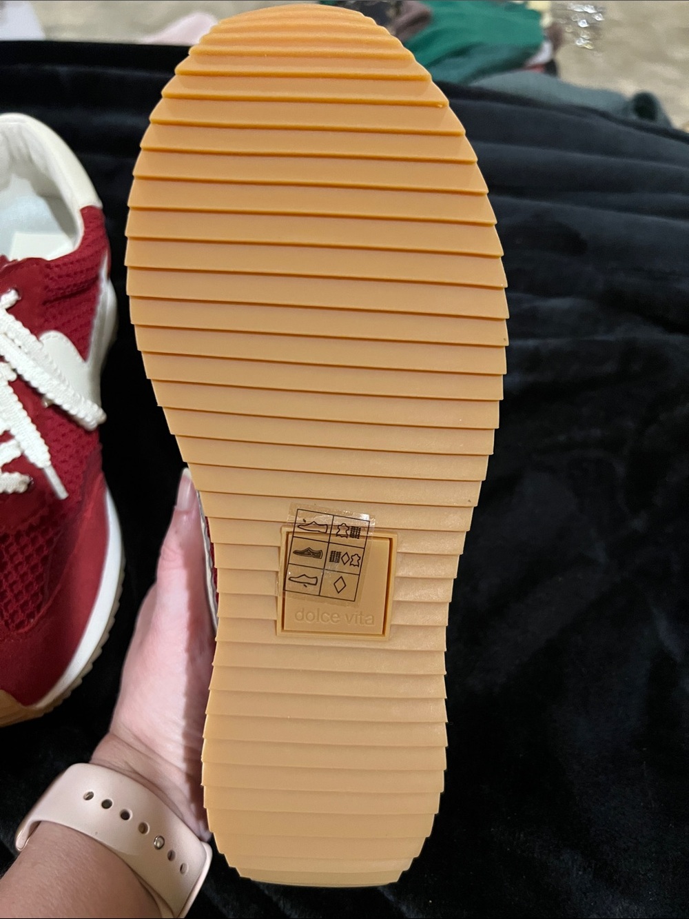 NWOT Dolce Vita Red and Cream Women's Lace-Up Sneakers - Picture 3 of 4